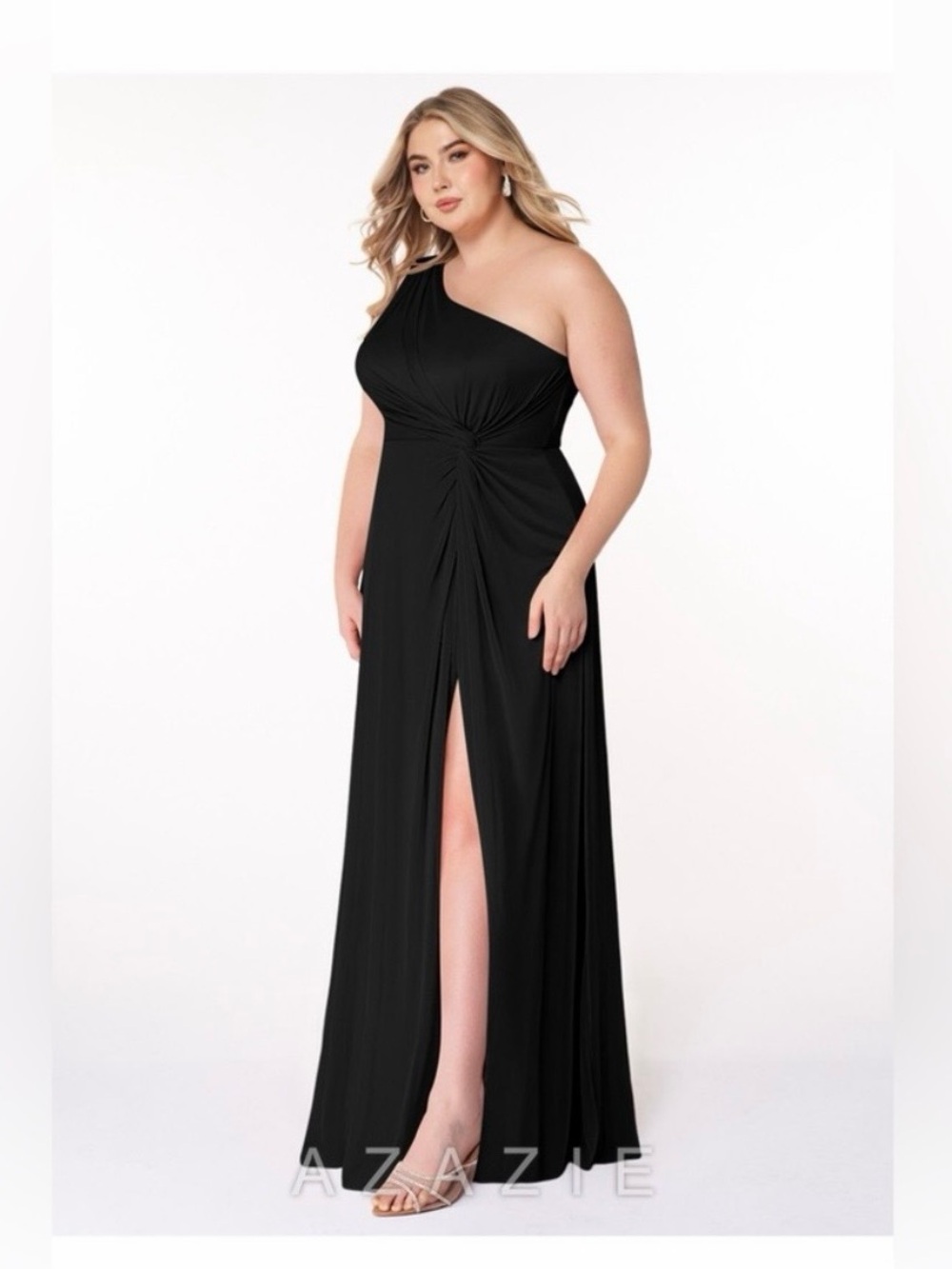 Azazie One-Shoulder Black Plus-Size Bridesmaid Gown